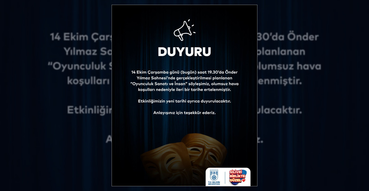 Silivri’deki Söyleşi Olumsuz Hava Koşulları Nedeniyle Ertelendi