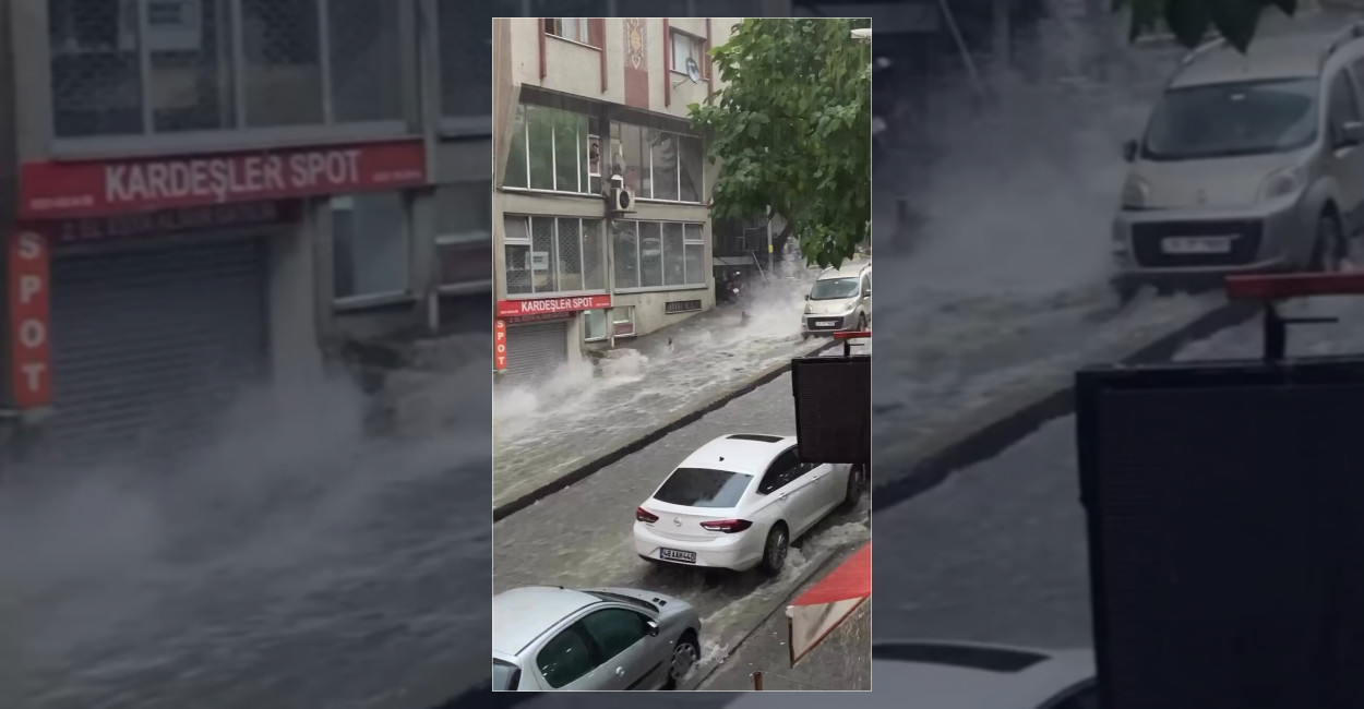 Şişli’de sel suyuna kapılan kişiyi vatandaşlar kurtardı