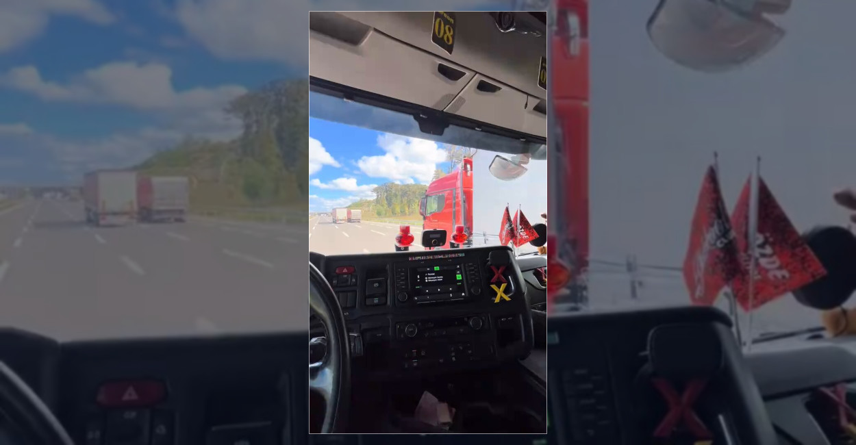 Tır Şoföründen Yol Vermeyen Meslektaşlarına Tepki